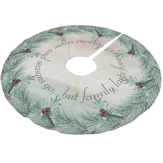 Burgundy Berry Holly Pine Kerstmis Kerstboom Rok (Gekanteld)