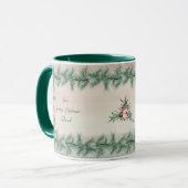 Burgundy Berry Holly Pine Kerstmis Mok (Voorkant links)