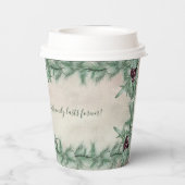 Burgundy Berry Holly Pine Kerstmis Papieren Bekers (Achterkant)
