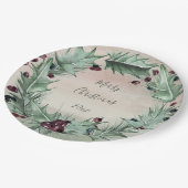 Burgundy Berry Holly Pine Kerstmis Papieren Bordje (Gekanteld)