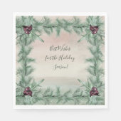 Burgundy Berry Holly Pine Kerstmis Servet (Voorkant)