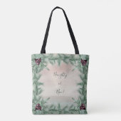 Burgundy Berry Holly Pine Kerstmis Tote Bag (Achterkant)