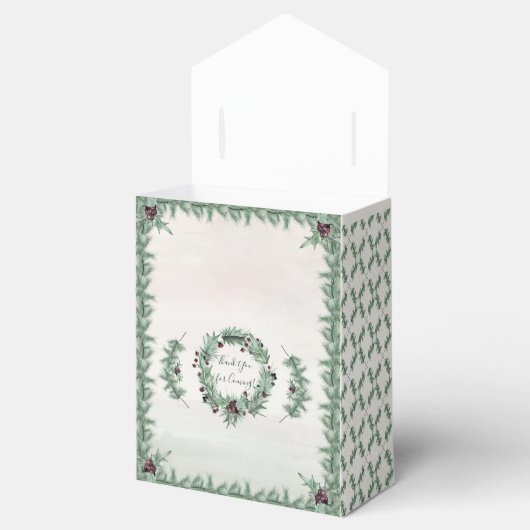 Burgundy Berry Holly Pine met kerstcadeaudoos Bedankdoosjes (Geopend)