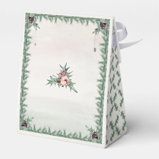 Burgundy Berry Holly Pine met kerstcadeaudoos Bedankdoosjes (Achterkant)