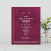 Burgundy Berry Velvet White Wedding Program (Staand voorkant)