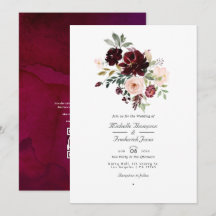 Burgundy Bes en Blush Bloem QR Code RSVP Huwelijk