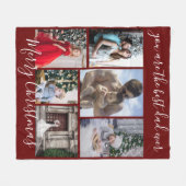 Burgundy Best Pap Ever Merry Kerstmis Fleece Deken (Voorkant (Horizontaal))