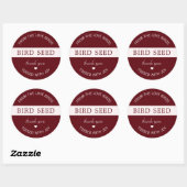 Burgundy Bird Seed Toss Wedding Favors Ronde Sticker (Vel)
