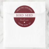Burgundy Bird Seed Toss Wedding Favors Ronde Sticker (Tas)