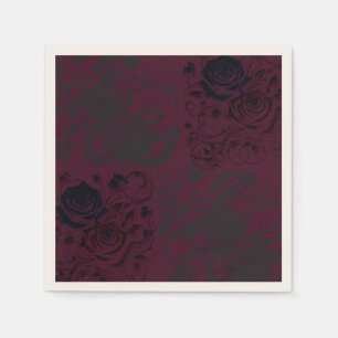 Burgundy & Black Donkere Tuin Gothglam Bruiloft Servet