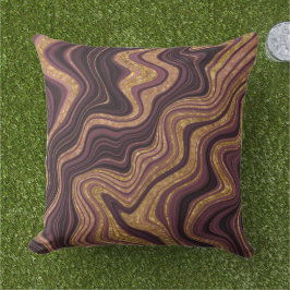 Burgundy Black en Gold Marble-beeldschermpatroon Buitenkussen