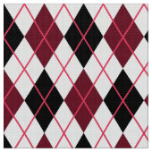 Burgundy, Black en White Argyle Pattern Stof (Close Up)