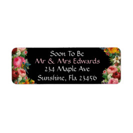 Burgundy Black Floral Wedding Snel Mr & Mrs. Etiket