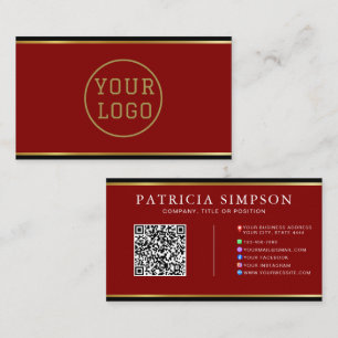 Burgundy Black Gold   QR-code, logo en sociale med Visitekaartje