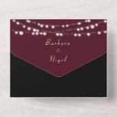 Burgundy Black Gold String Lights Wedding All In One Uitnodiging (Achterkant)