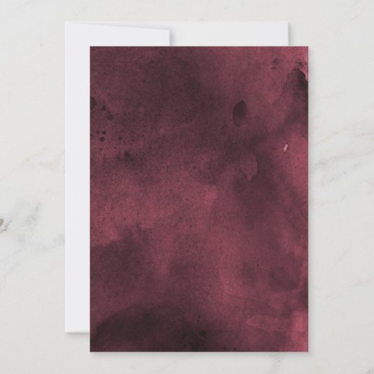 Burgundy Black & Gold Wedding Invitation Kaart (Achterkant)