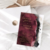 Burgundy Black & Gold Wedding Invitation Kaart
