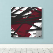 Burgundy Black Gray Abstract Watercolor Canvas Afdruk (Insitu (Houten vloer))