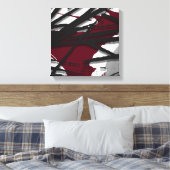 Burgundy Black Gray Abstract Watercolor Canvas Afdruk (Insitu (Slaapkamer))