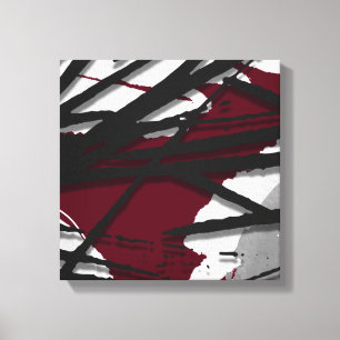 Burgundy Black Gray Abstract Watercolor Canvas Afdruk