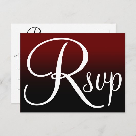 Burgundy Black Ombre Contemual RSVP Uitnodiging Briefkaart (Voorkant / Achterkant)