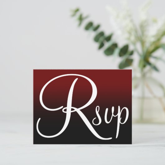 Burgundy Black Ombre Contemual RSVP Uitnodiging Briefkaart (Staand voorkant)