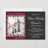 Burgundy & Black Photo Afstuderen Kaart (Voorkant)