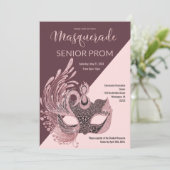 Burgundy Black Pink Glitter Masquerade Prom Kaart (Staand voorkant)