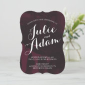 Burgundy & Black Waterverf Wedding Invitation Kaart (Staand voorkant)
