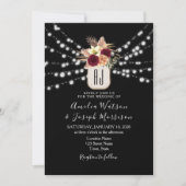 Burgundy Black Wedding Invitation Kaart (Voorkant)