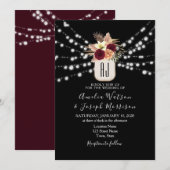 Burgundy Black Wedding Invitation Kaart (Voorkant / Achterkant)