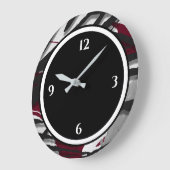 Burgundy Black & White Abstract grote klok (Hoek)