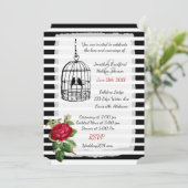 Burgundy Black White Birdcage Wedding Invitations Kaart (Staand voorkant)