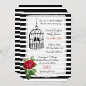 Burgundy Black White Birdcage Wedding Invitations Kaart (Voorkant / Achterkant)