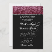 Burgundy Black White Damask Weddenschap Kaart (Voorkant)