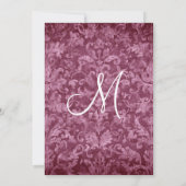 Burgundy Black White Damask Weddenschap Kaart (Achterkant)