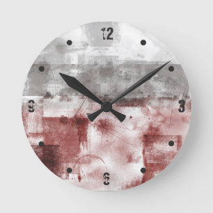 Burgundy Black White Grey abstract Ronde Klok