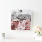 Burgundy Black White Grey abstract Vierkante Klok (Huis)