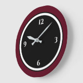Burgundy Black & White Minimalist Large Clock Grote Klok (Hoek)