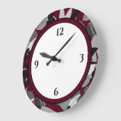 Burgundy Black & White Modern Floral Border Grote Klok (Hoek)