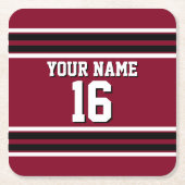 Burgundy Black Wht Team Jersey Kartonnen Onderzetters (Voorkant)