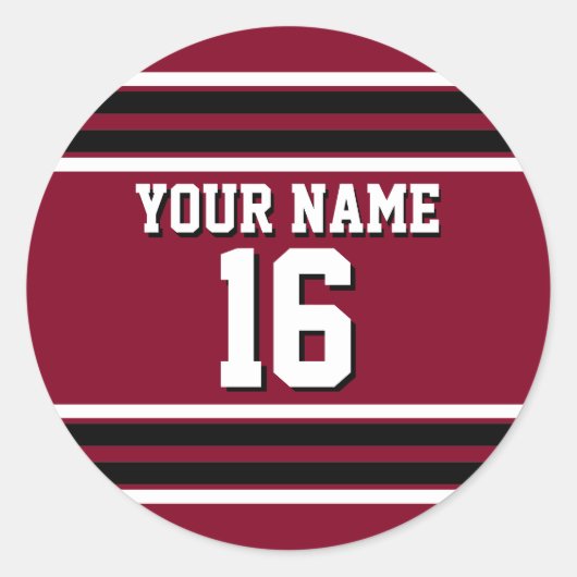 Burgundy Black Wht Team Jersey Ronde Sticker (Voorkant)