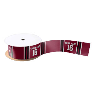 Burgundy Black Wht Team Jersey Satijnen Lint