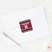 Burgundy Black Wht Team Jersey Vierkante Sticker (Envelop)