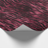 Burgundy Black Zebra Print Faux Glitter Cadeaupapier (Hoek)