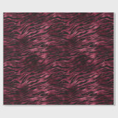 Burgundy Black Zebra Print Faux Glitter Cadeaupapier (Vlak)