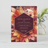 Burgundy Blad Bruiloft Kaart (Staand voorkant)