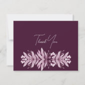 Burgundy Bladeren Bruiloft Dankbetuiging Bedankkaart (Voorkant)