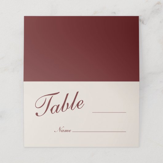Burgundy Blank Wedding Place Cards Plaatskaartje (Buitenkant ongevouwen)