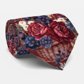 Burgundy Blauwe Maagdenpalm Roze Roos Bloemen Stropdas (Opgerold)
